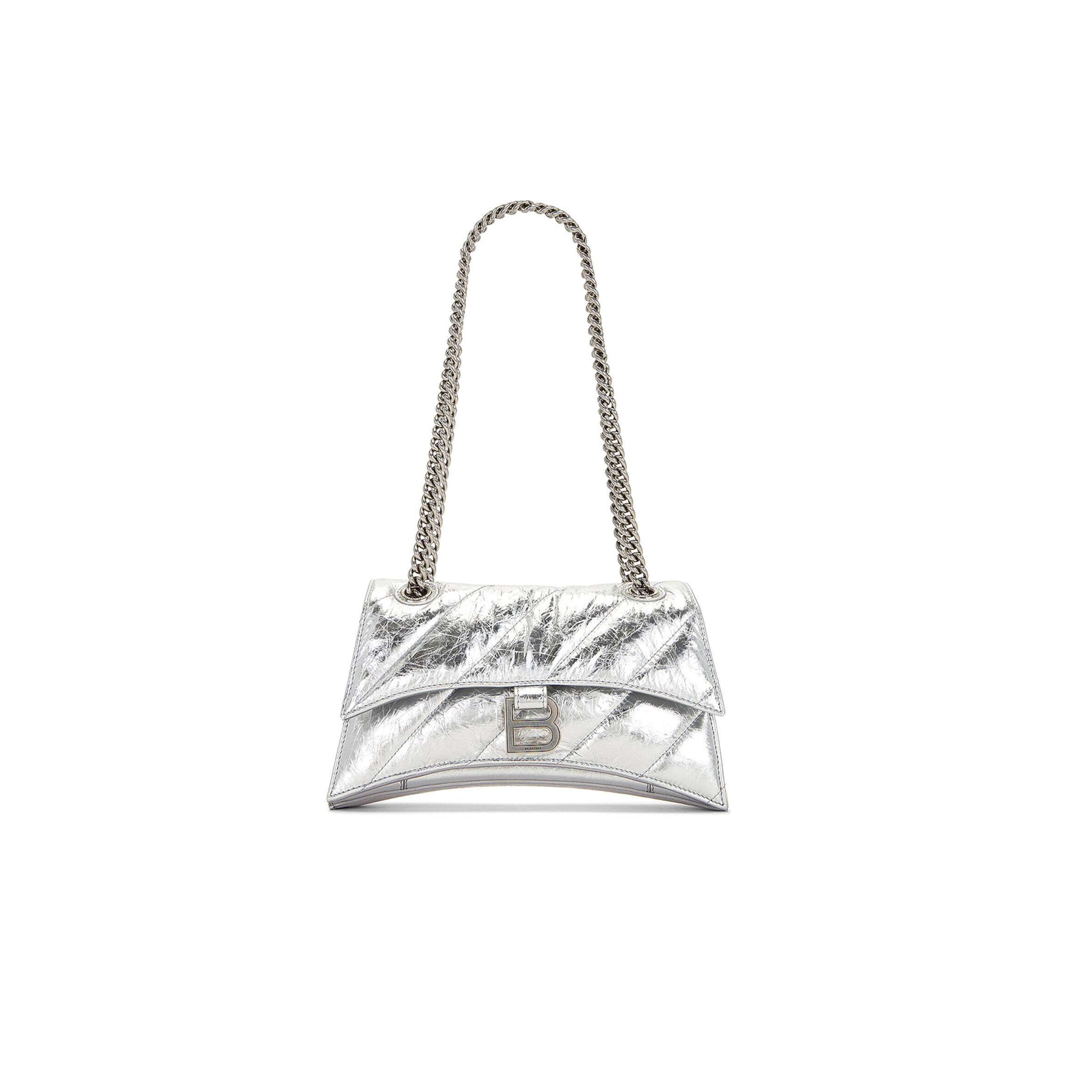 BALENCIAGA WOMEN'S CRUSH CHAIN BAG IN SMALL SILVER 716351210IW8110 (24.9*15*7.9cm)